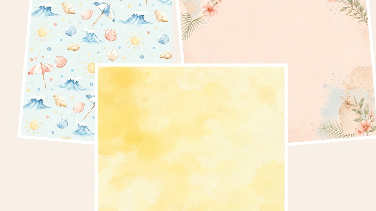 Free Summer Travel Digital Paper Pack, Watercolor Beach Mountain Road Trip Backgrounds – 3 Printable Sample Papers preview
