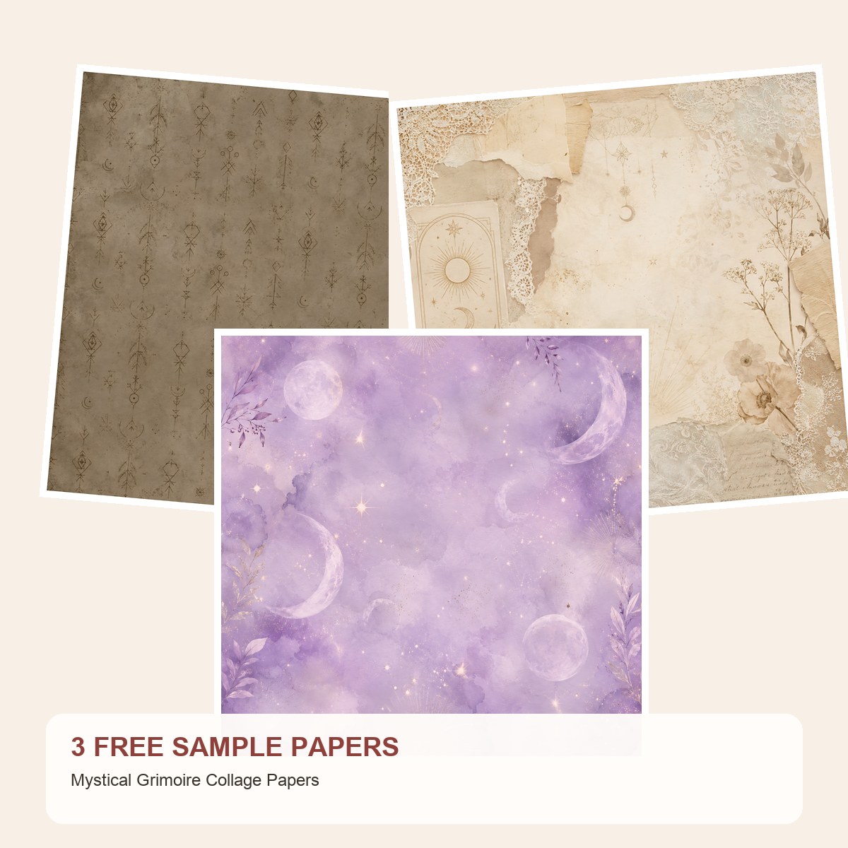 Free Mystical Grimoire Collage Papers – 3 Printable Sample Papers