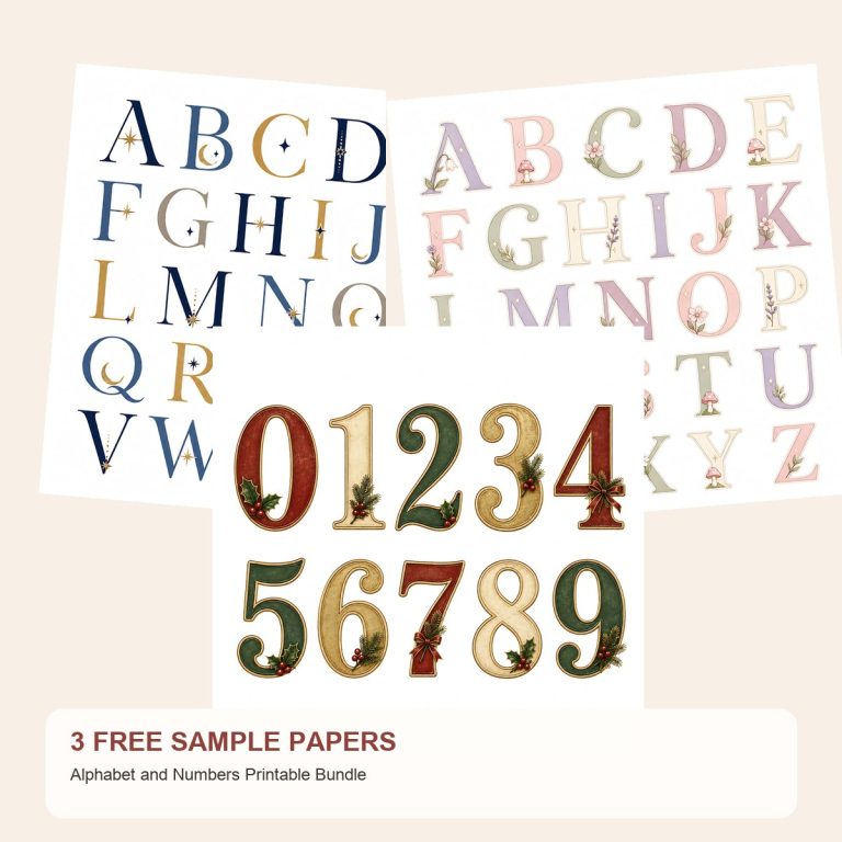 Free Alphabet and Numbers Printable Bundle – 3 Printable Sample Papers preview