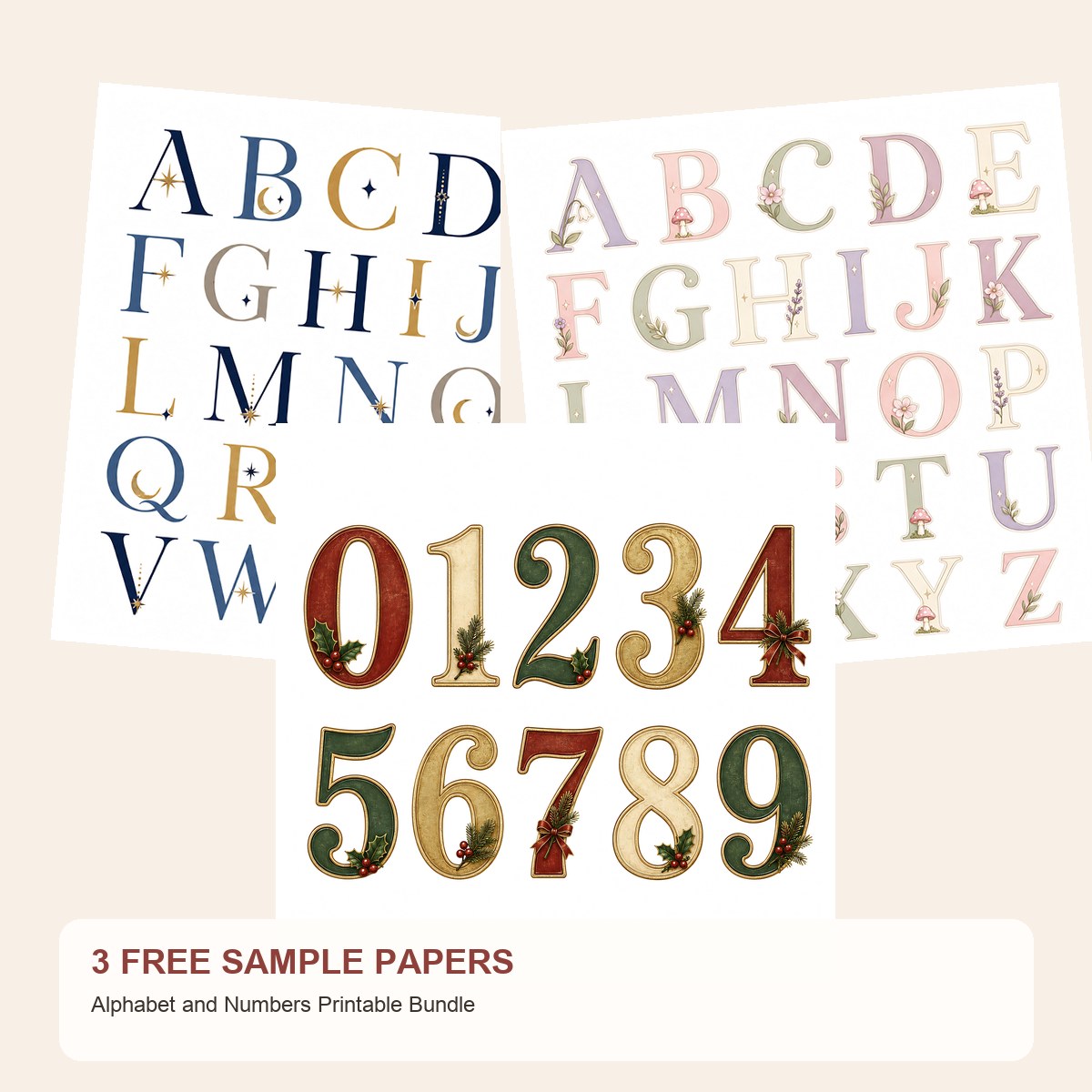 Free Alphabet and Numbers Printable Bundle – 3 Printable Sample Papers