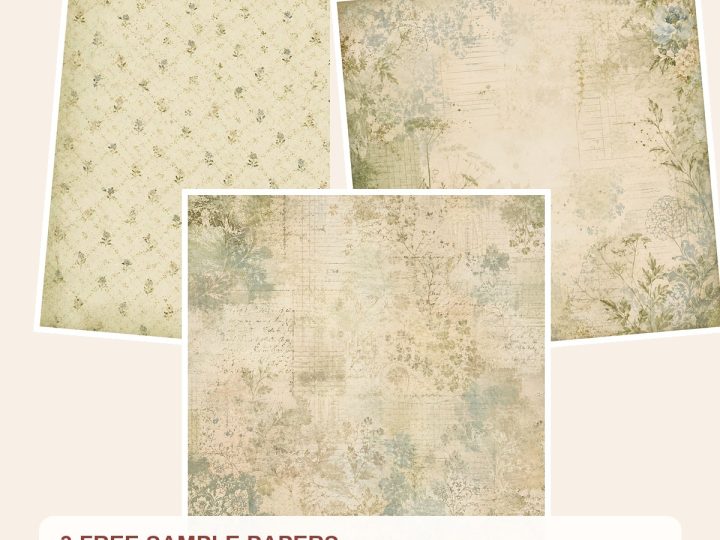 Free Sage Willow Blue Vine Digital Paper Pack, Vintage Botanical Scrapbook Papers – 3 Printable Sample Papers preview