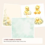 Free Baby Duckling Daisy Watercolor Papers, Nursery Scrapbook Journal Pages – 3 Printable Sample Papers preview