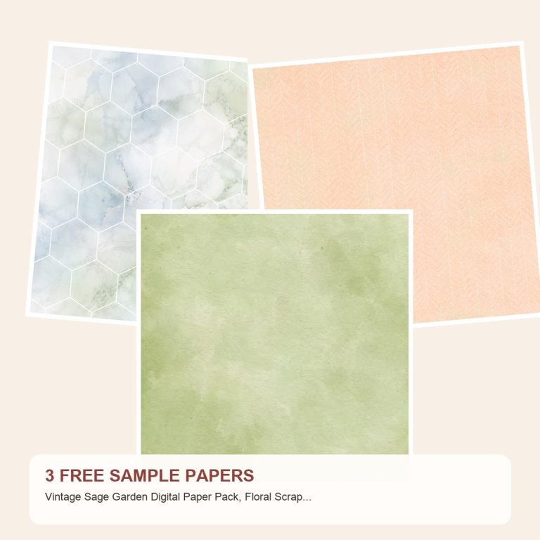 Free Vintage Sage Garden Digital Paper Pack, Floral Scrapbook, Shabby Chic Backgrounds – 3 Printable Sample Papers preview