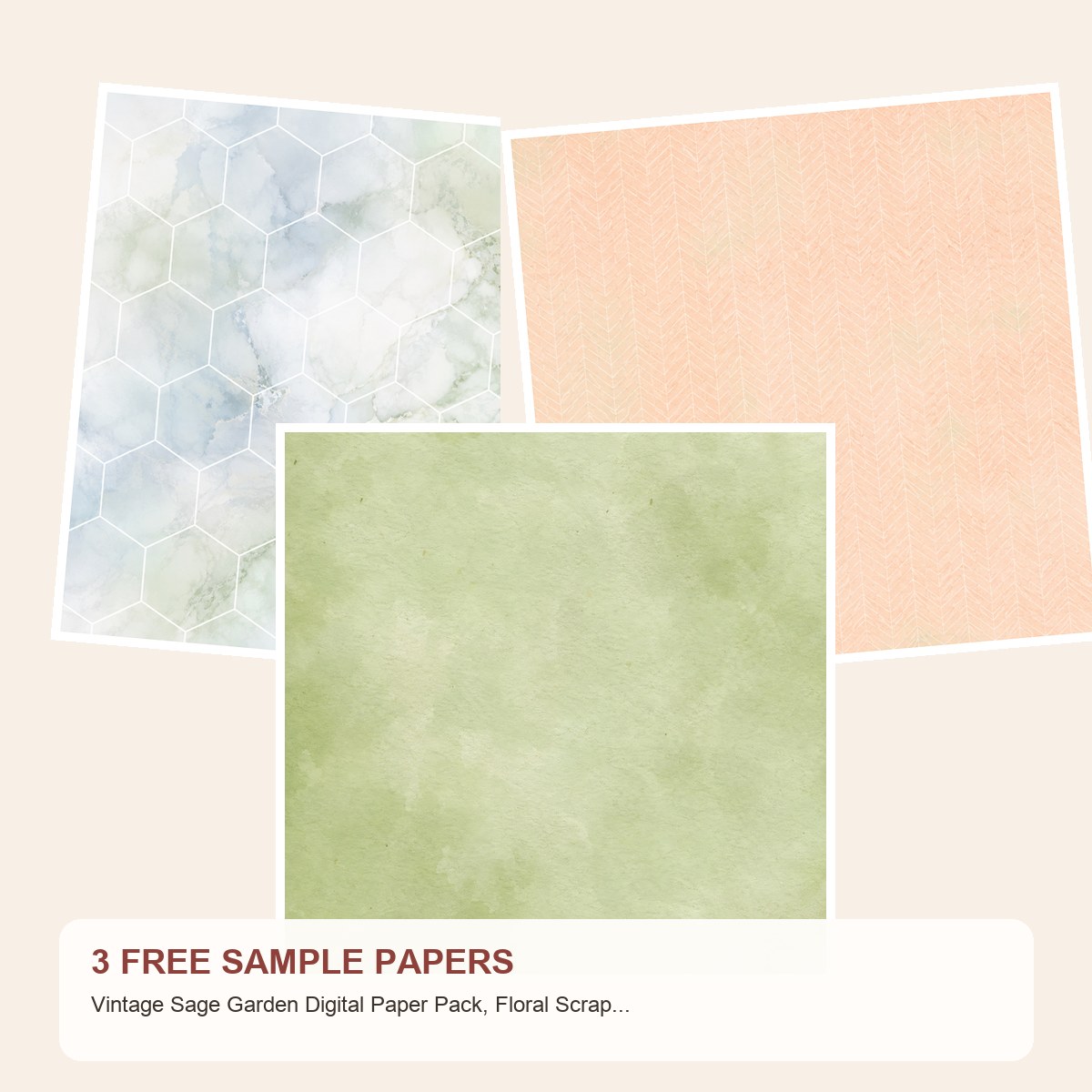 Free Vintage Sage Garden Digital Paper Pack, Floral Scrapbook, Shabby Chic Backgrounds – 3 Printable Sample Papers