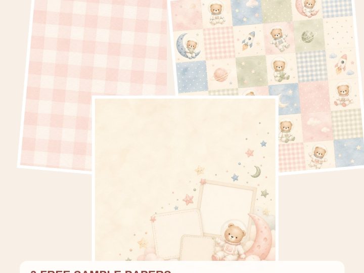 Free Baby Bear Astronaut Watercolor Papers, Nursery Space Theme – 3 Printable Sample Papers preview