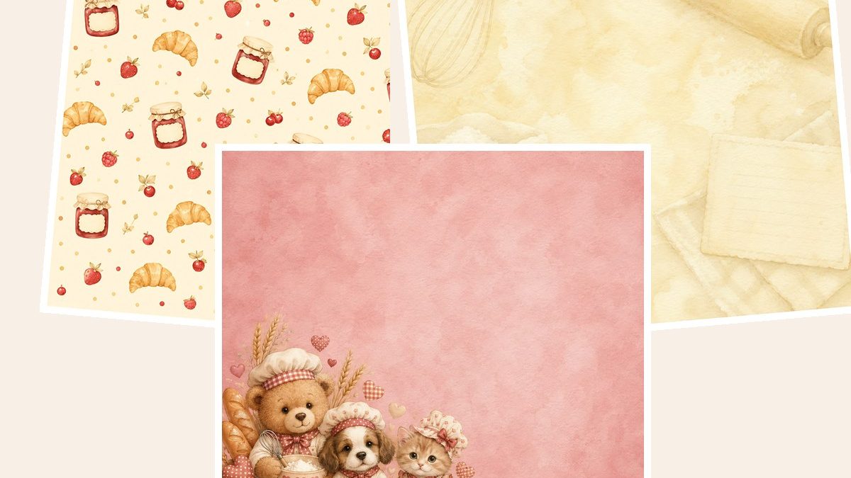 Free Watercolor Bakery Animals Digital Papers, Cats, Dogs, Bears – 3 Printable Sample Papers preview
