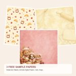 Free Watercolor Bakery Animals Digital Papers, Cats, Dogs, Bears – 3 Printable Sample Papers preview