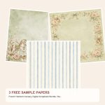 Free French Heirloom Nursery Digital Scrapbook Bundle, Watercolor Papers, Die Cuts – 3 Printable Sample Papers preview