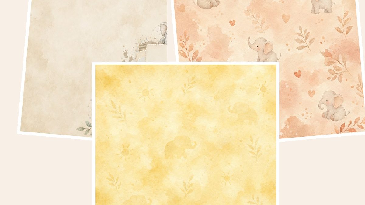 Free Baby Elephant Safari Watercolor Papers, Nursery Scrapbook Die Cuts – 3 Printable Sample Papers preview