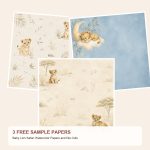 Free Baby Lion Safari Watercolor Papers and Die Cuts – 3 Printable Sample Papers preview
