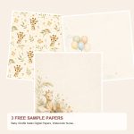 Free Baby Giraffe Safari Digital Papers, Watercolor Nursery Scrapbook Pages – 3 Printable Sample Papers preview