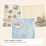 Free Baby Hippo Safari Watercolor Papers, Nursery Scrapbook Bundle – 3 Printable Sample Papers preview