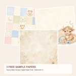 Free Taurus Baby Nursery Digital Paper Pack, Watercolor Calf, Zodiac Scrapbook Papers – 3 Printable Sample Papers preview