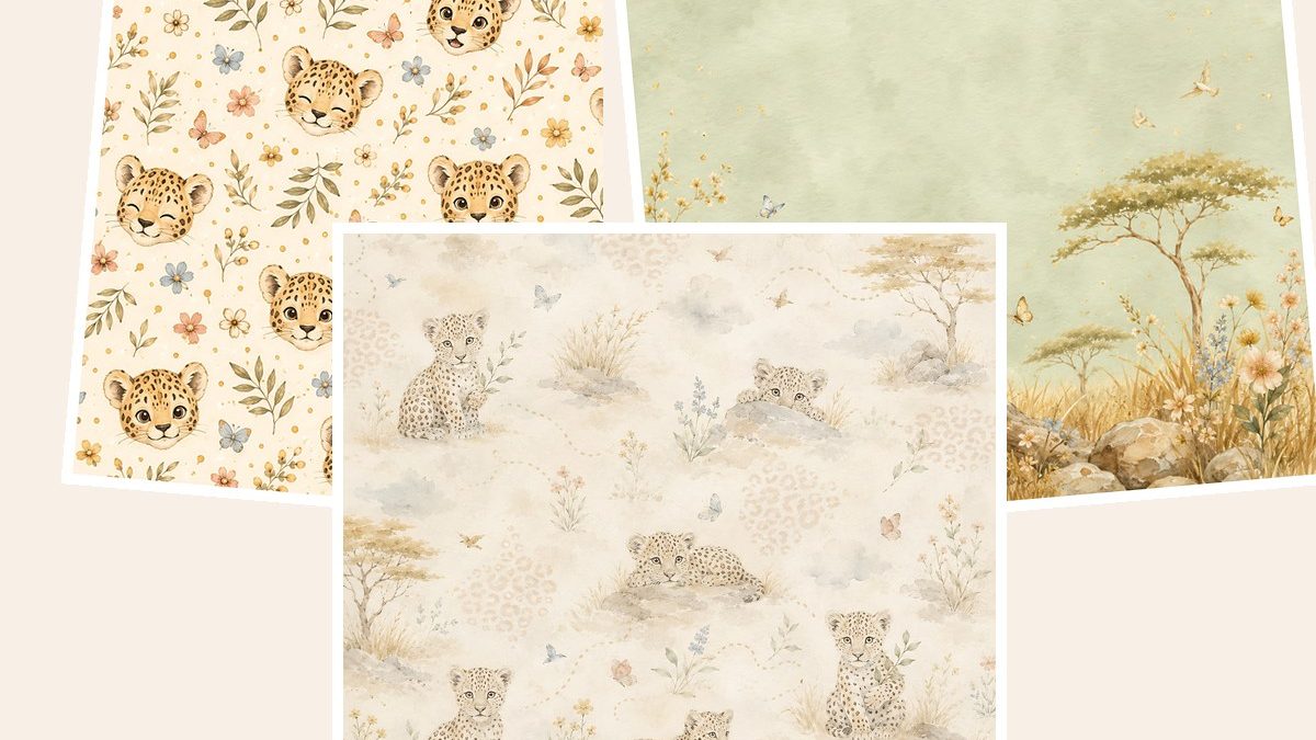 Free Baby Leopard Safari Watercolor Papers, Die Cut Sheets – 3 Printable Sample Papers preview