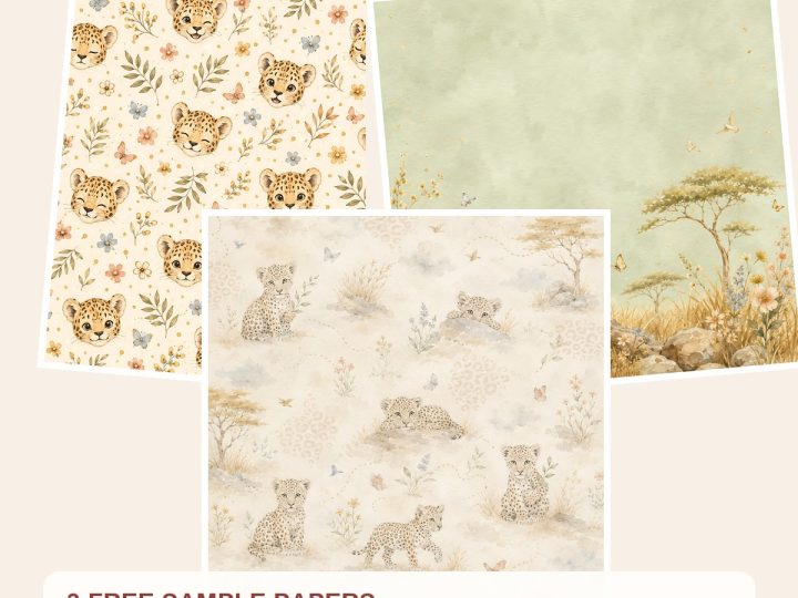 Free Baby Leopard Safari Watercolor Papers, Die Cut Sheets – 3 Printable Sample Papers preview
