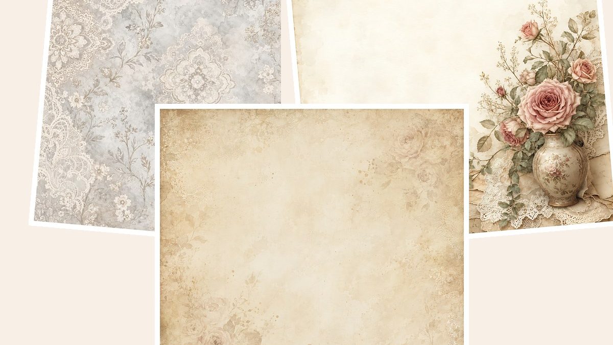 Free Aged Taupe Botanical Scrapbook Paper Bundle, Vintage Floral JPG Papers – 3 Printable Sample Papers preview