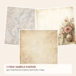 Free Aged Taupe Botanical Scrapbook Paper Bundle, Vintage Floral JPG Papers – 3 Printable Sample Papers preview