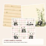 Free Baby Panda Watercolor Nursery Papers, Bamboo Patterns, Baby Shower Backgrounds – 3 Printable Sample Papers preview