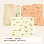 Free Baby Crocodile Safari Watercolor Papers, Jungle Nursery Scrapbook Die Cuts – 3 Printable Sample Papers preview