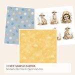 Free Baby Meerkat Safari Watercolor Papers, Nursery Scrapbook Bundle – 3 Printable Sample Papers preview