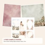 Free Blush Garden Wedding Digital Scrapbook Papers, Floral Die Cuts, Journal Cards – 3 Printable Sample Papers preview