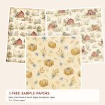 Free Baby Farmhouse Friends Digital Scrapbook Paper – 3 square Paper Samples preview