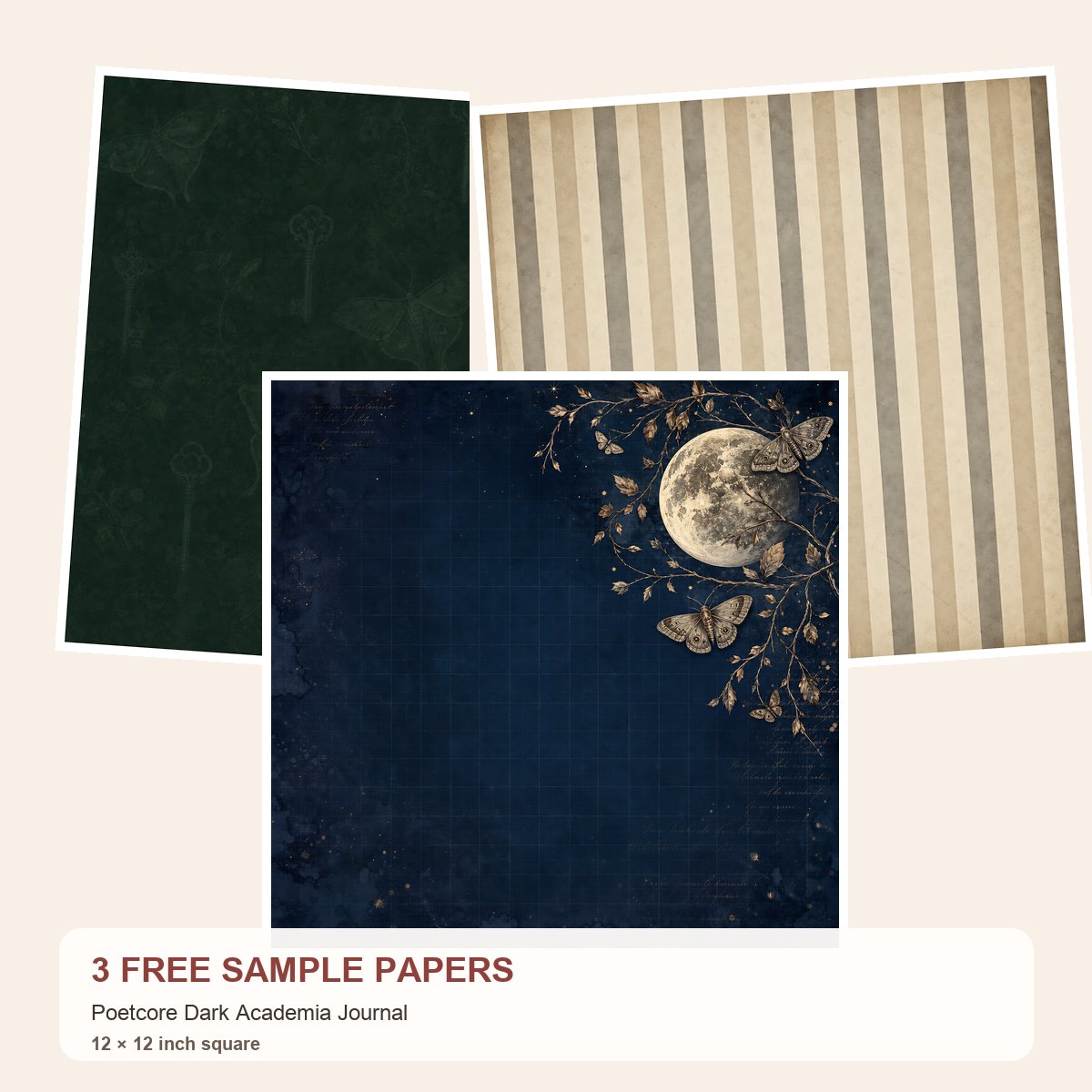 Free Poetcore Dark Academia Journal – 3 Printable Scrapbook Paper Samples