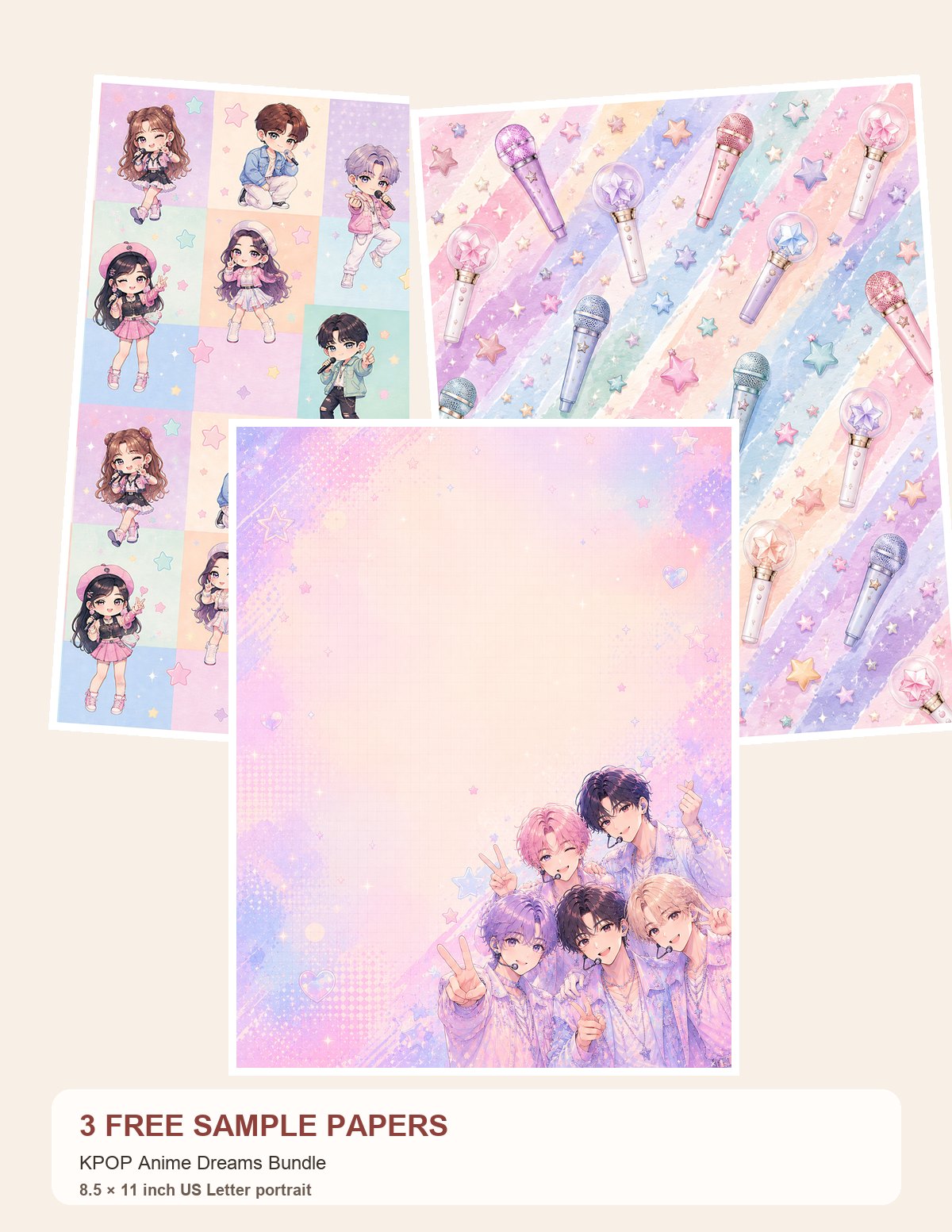 Free KPOP Anime Dreams Bundle – 3 Printable Sample Papers