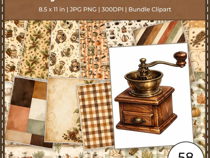 Cozy Coffeehouse Stories Digital Scrapbook Paper Collection