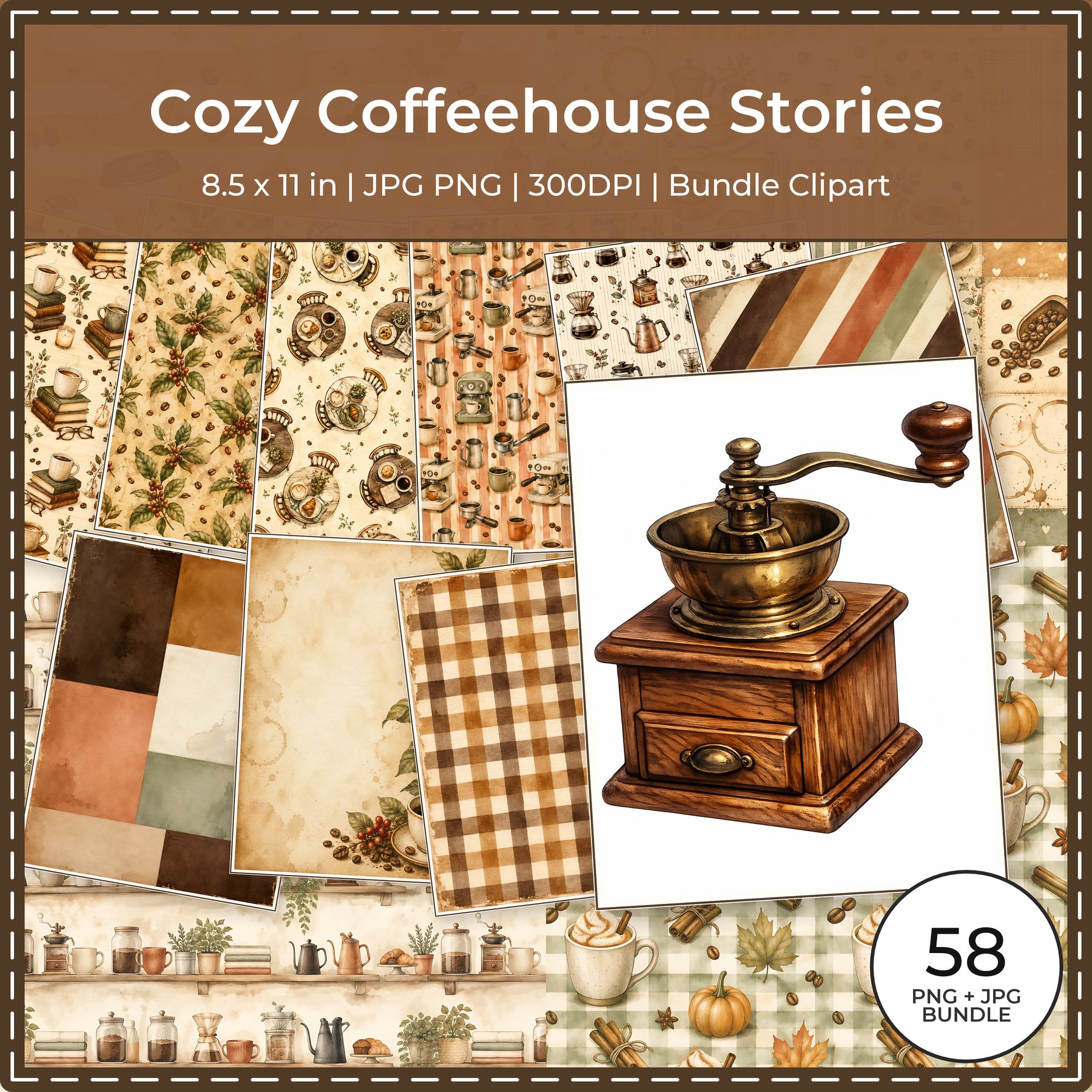 Cozy Coffeehouse Stories Digital Scrapbook Paper Collection