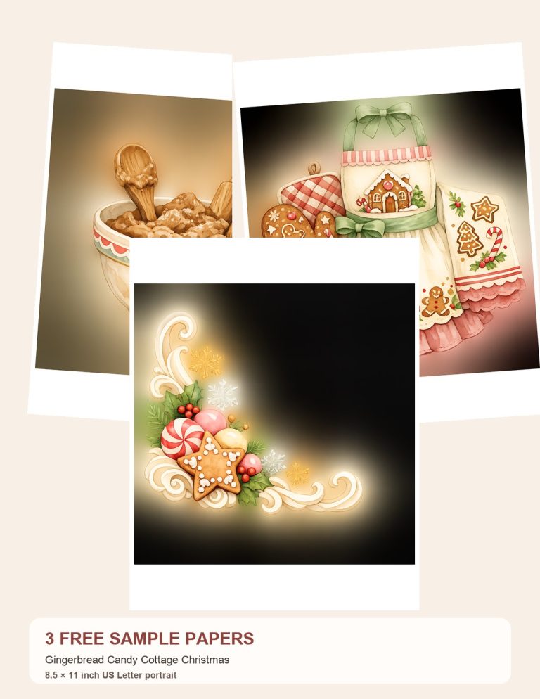 Free Gingerbread Candy Cottage Christmas – 3 Printable Scrapbook Paper Samples preview