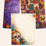 Free Dia De Los Muertos Watercolor – 3 Printable Scrapbook Paper Samples preview