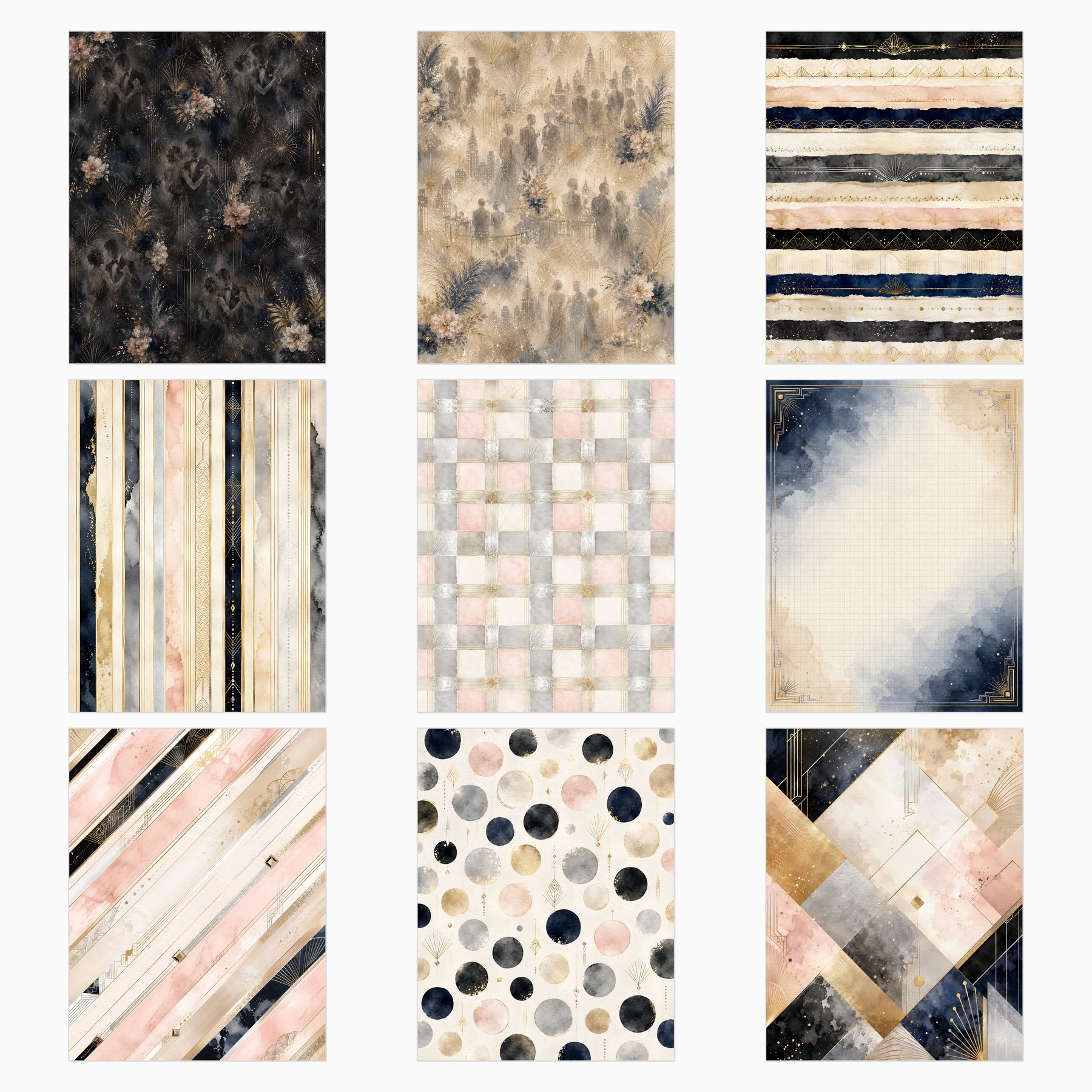 New Year Art Deco Celebration Digital Scrapbook Papers preview 3