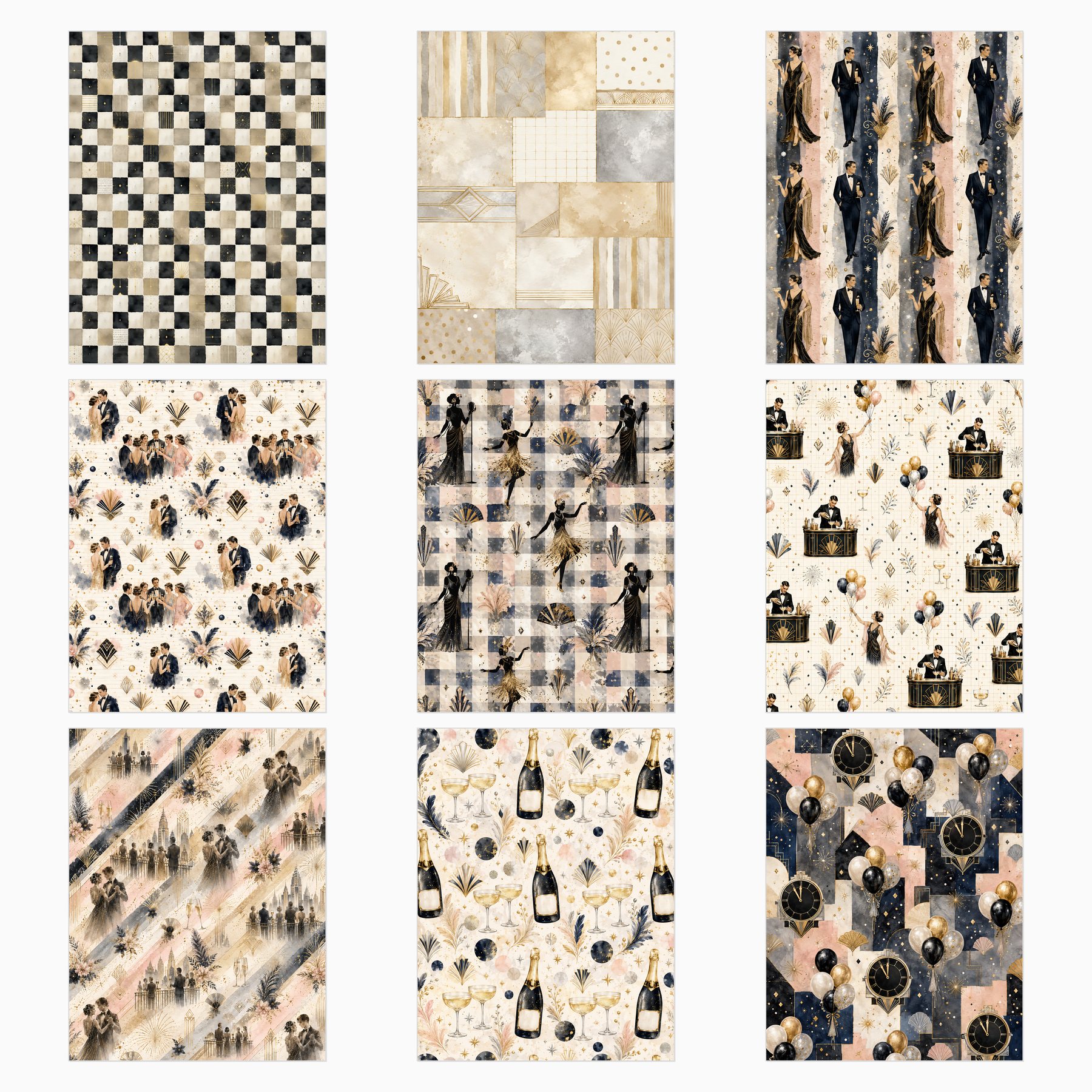 New Year Art Deco Celebration Digital Scrapbook Papers preview 4