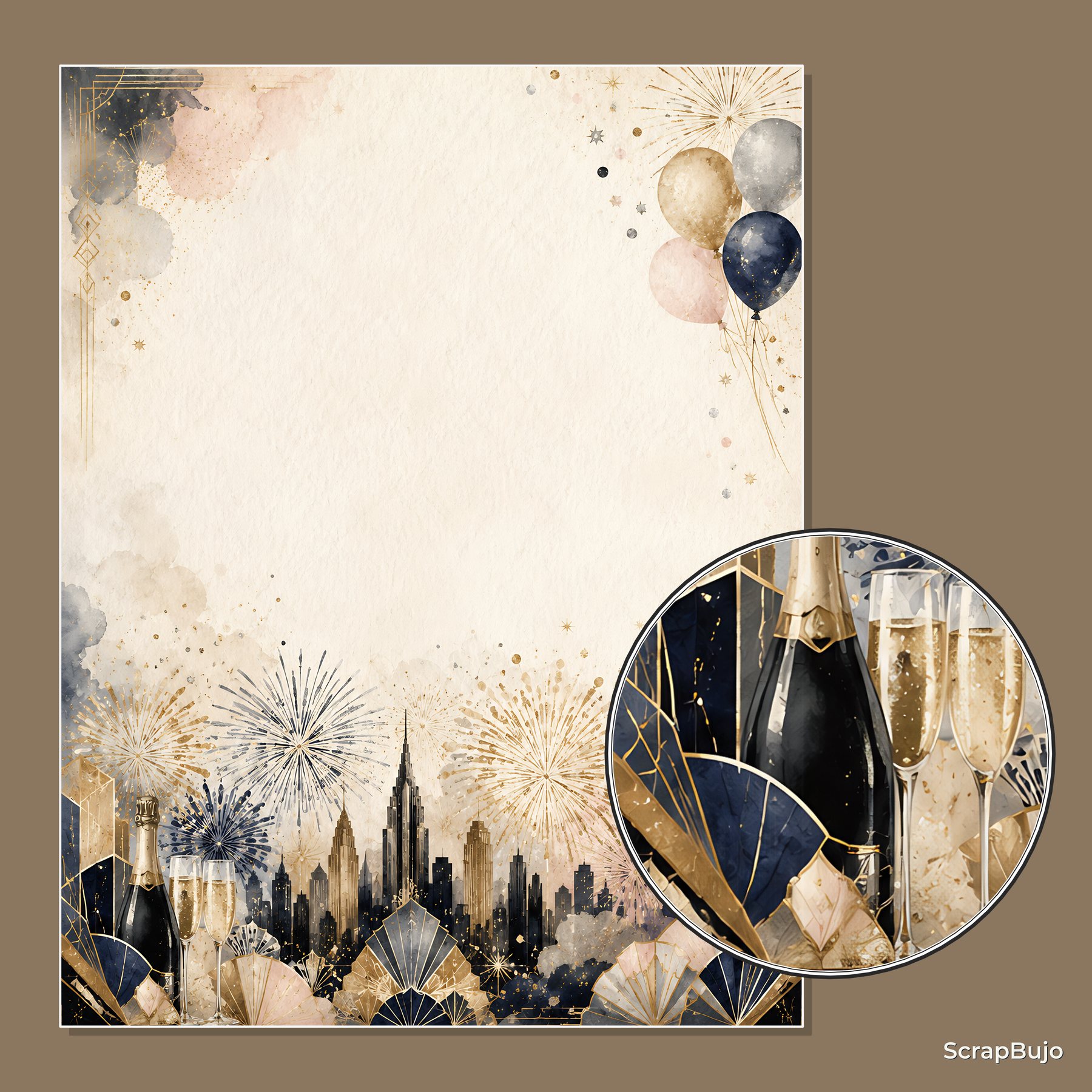 New Year Art Deco Celebration Digital Scrapbook Papers preview 5