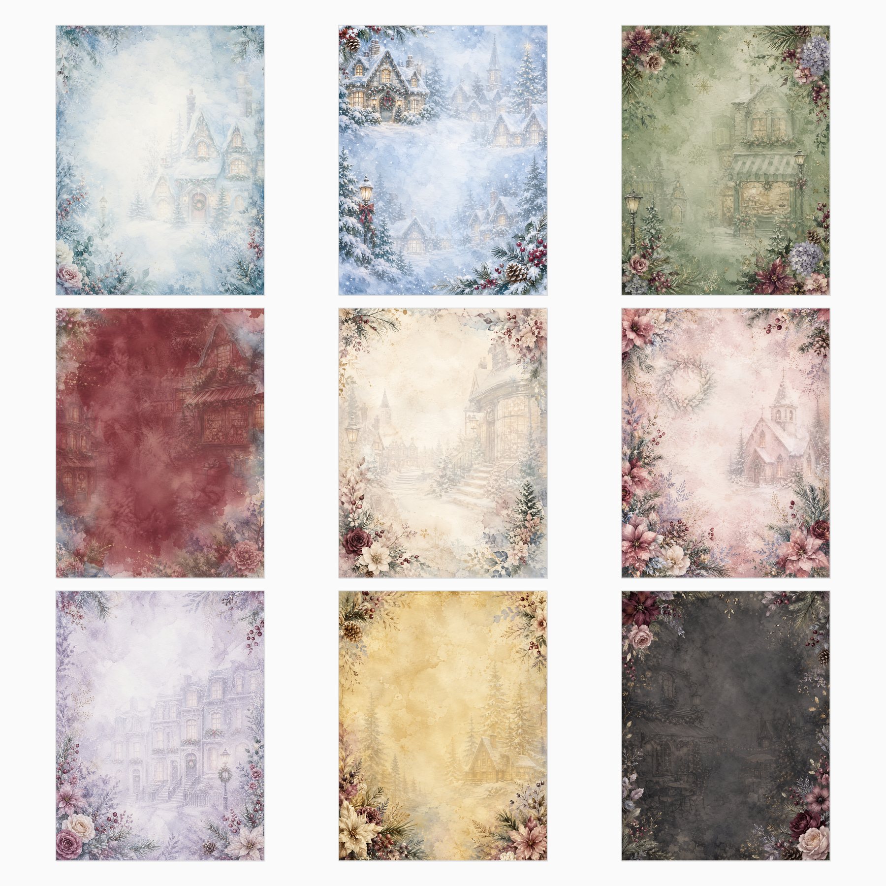 Christmas Village Bundle Digital Scrapbook Paper preview 2