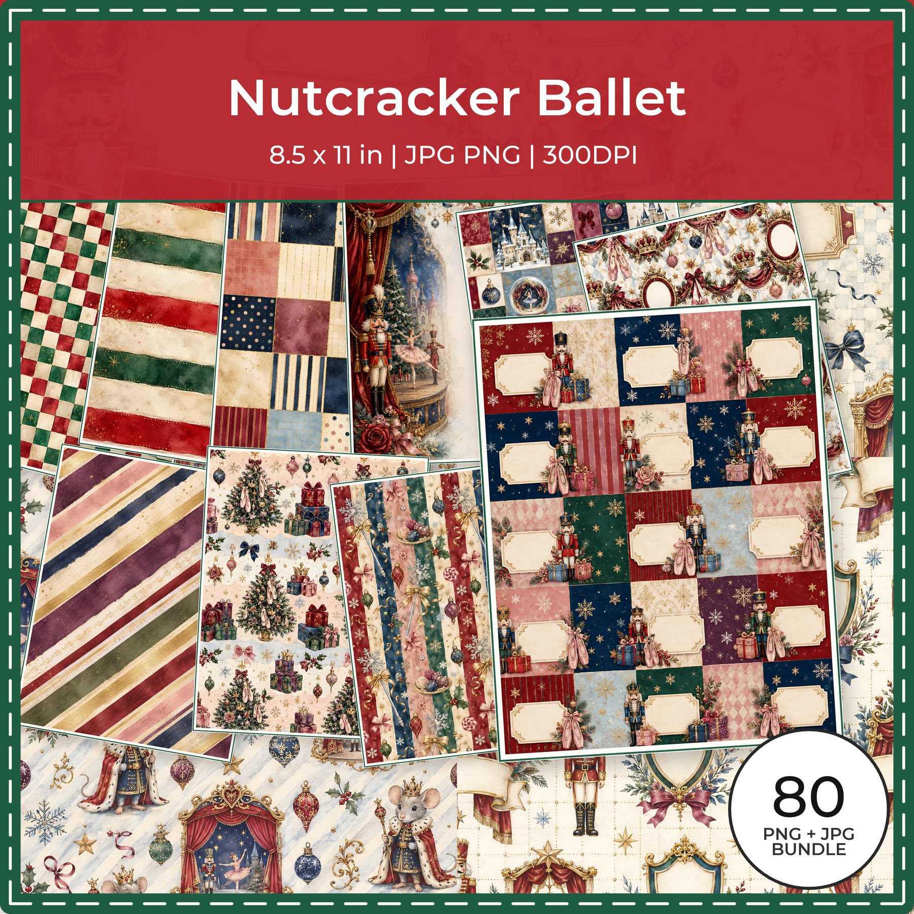 Nutcracker Ballet Digital Scrapbook Paper Collection