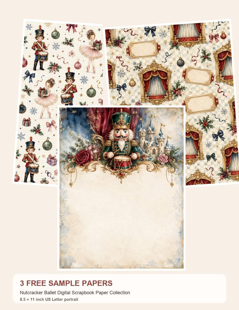 Free Nutcracker Ballet – 3 Printable Scrapbook Paper Samples preview