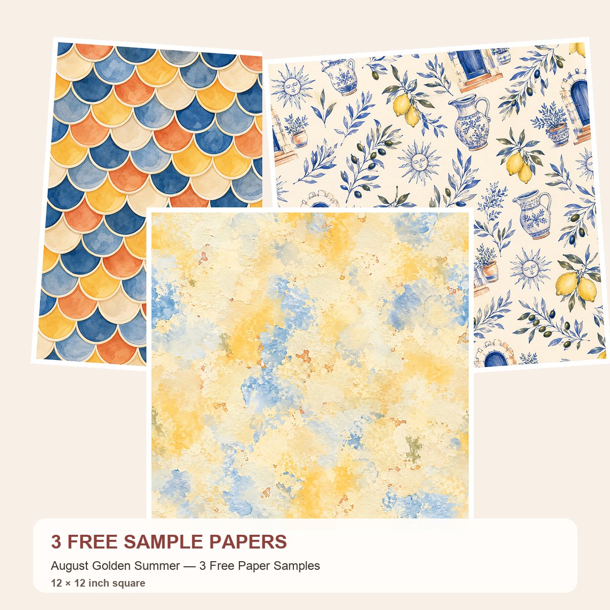 Free August Golden Summer Digital Papers – 3 Printable Samples