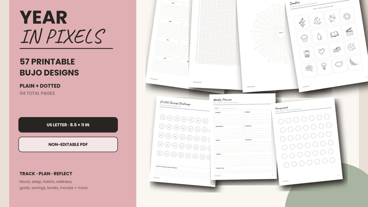 Year in Pixels Printable Bullet Journal preview 1