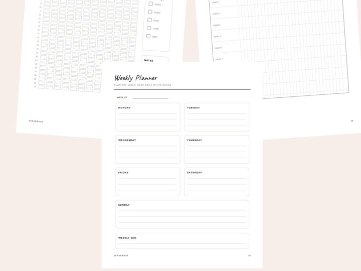 Free Year in Pixels Bullet Journal Pages – 3 US Letter Samples