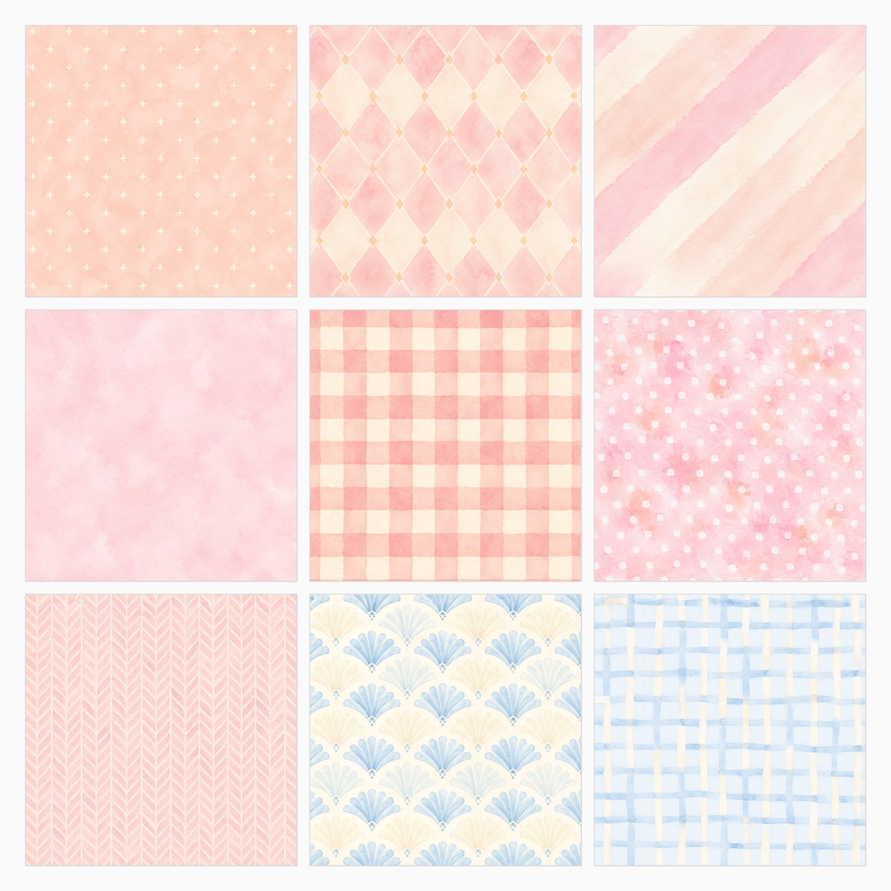 Watercolor Nursery Digital Paper Bundle preview 3