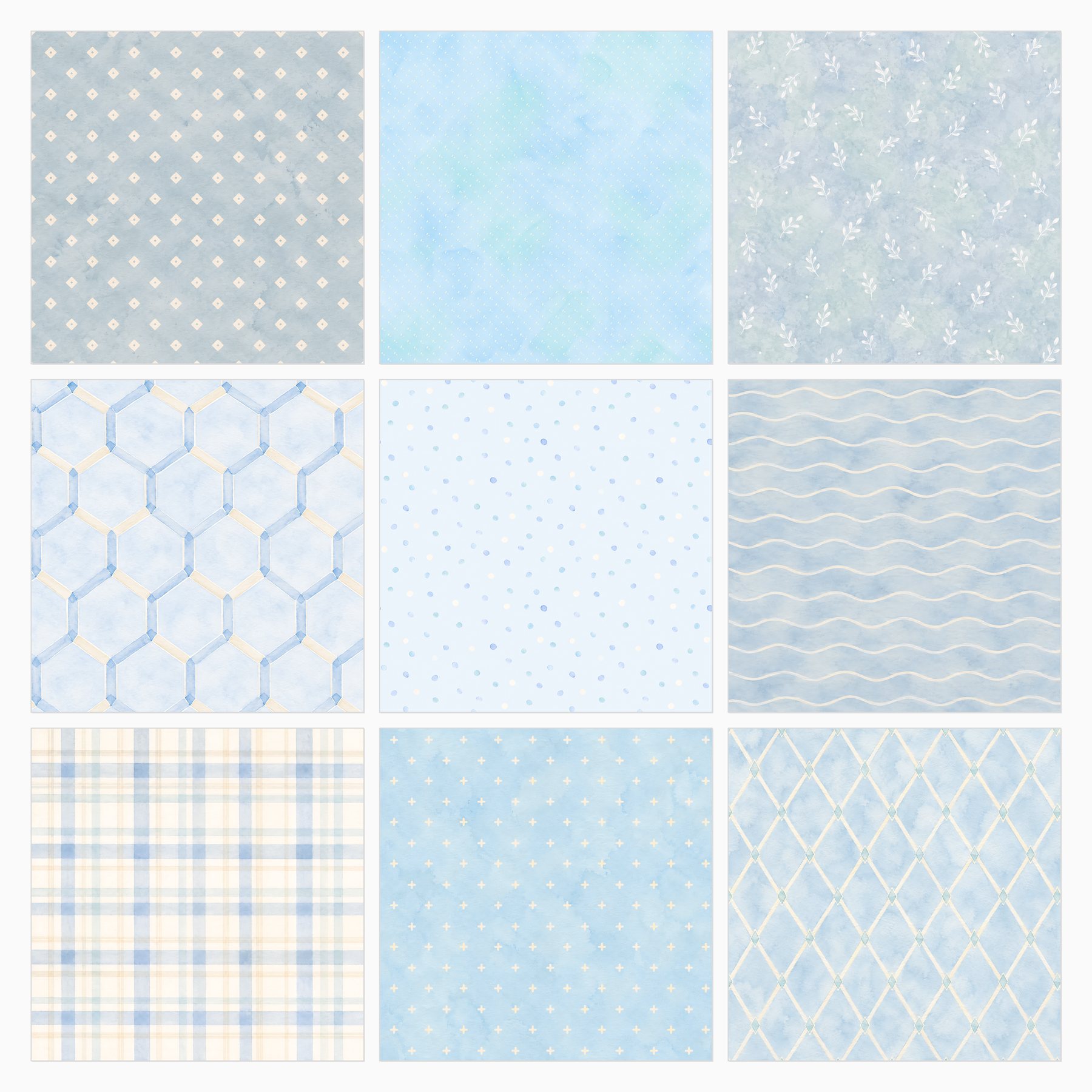 Watercolor Nursery Digital Paper Bundle preview 4