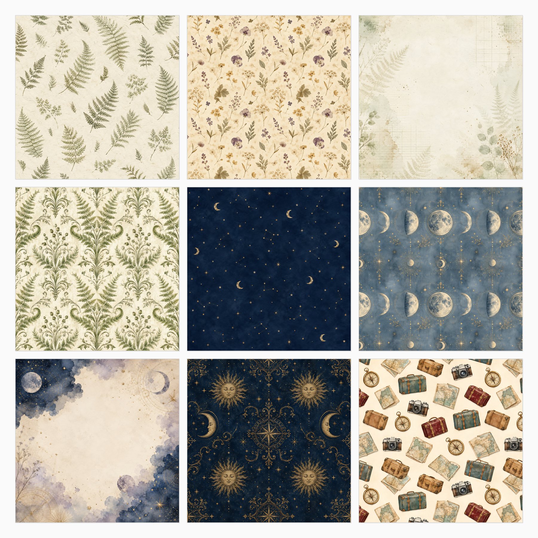Vintage Junk Journal Digital Paper Bundle — Two Packs, Square + US Letter preview 2