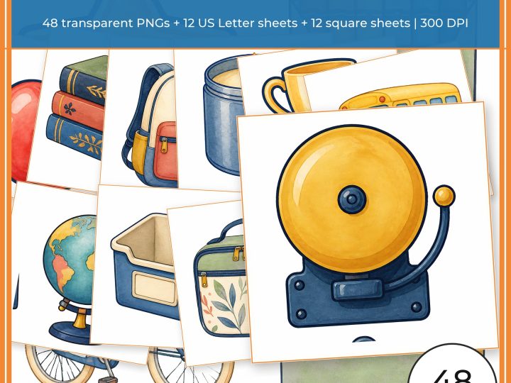 Back to School Classroom Clipart & Planner Sticker Kit