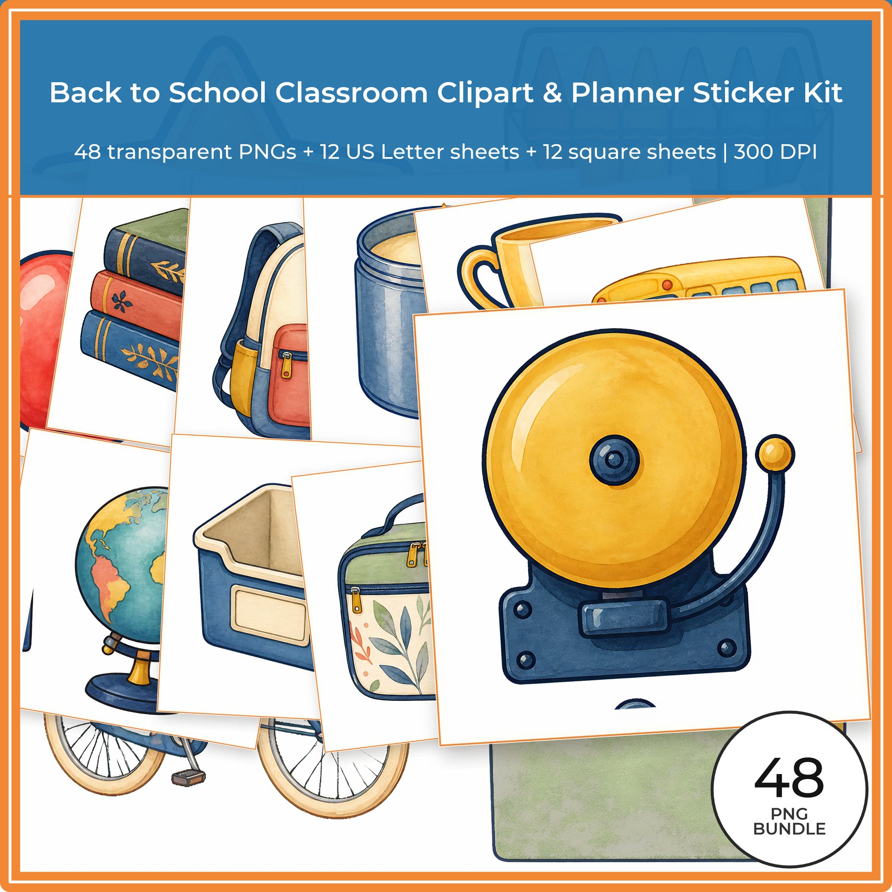 Back to School Classroom Clipart & Planner Sticker Kit
