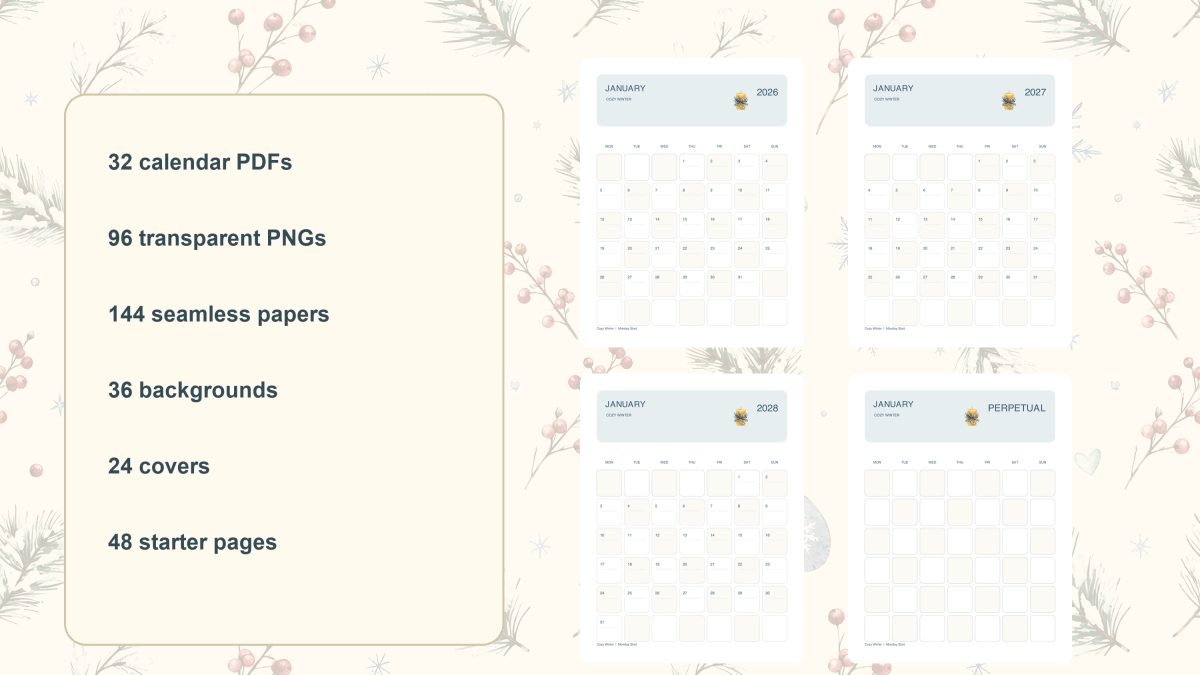 Illustrated Calendar 2026–2028 + Perpetual Creative Bundle preview 1