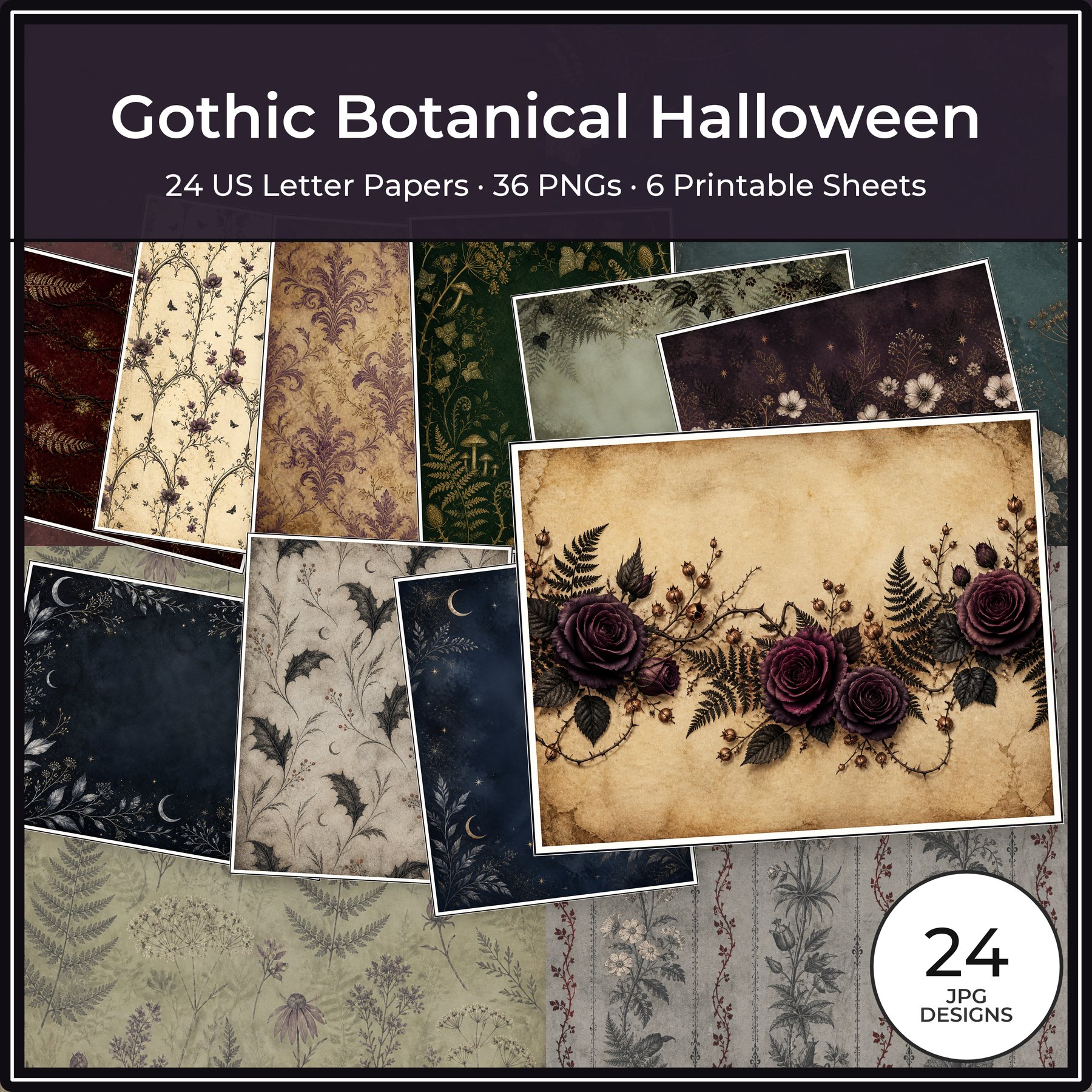 Gothic Botanical Halloween Junk Journal Bundle