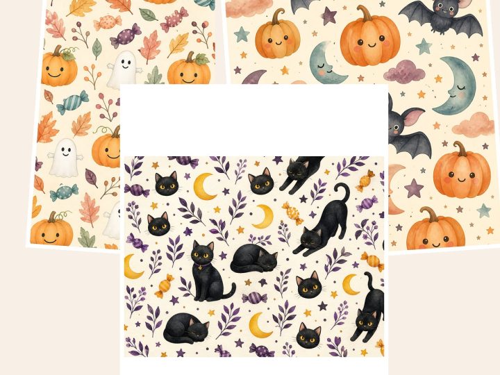 Free Sweet Spooky Halloween Digital Paper – 3 Printable Scrapbook Paper Samples