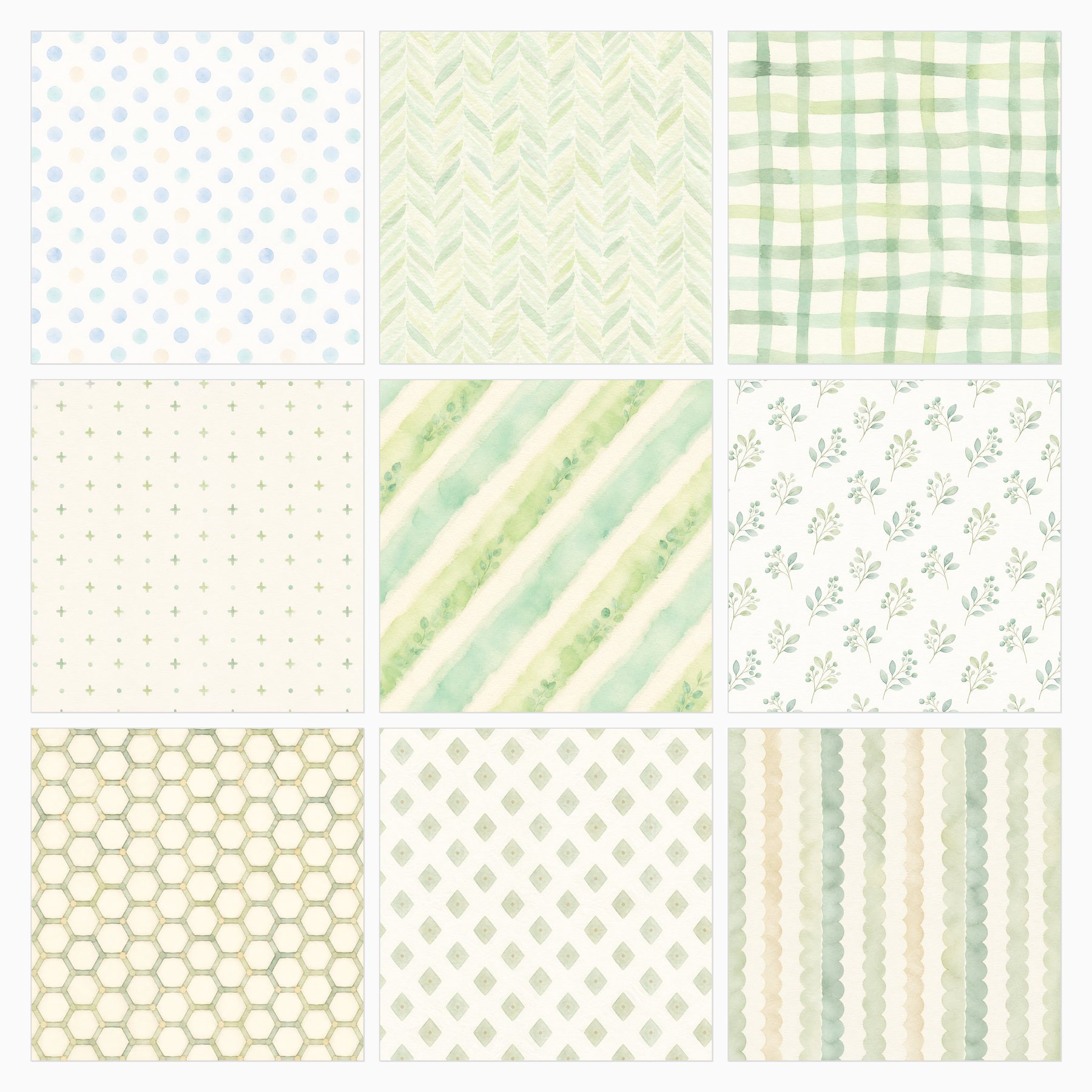 Watercolor Nursery Digital Paper Bundle preview 3